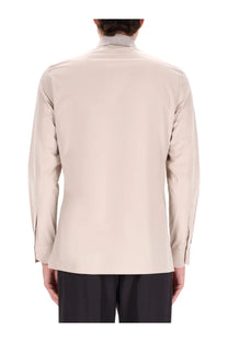 Fendi men’s cotton shirt white beige long-sleeved with subtle texture and classic collar for stylish wear