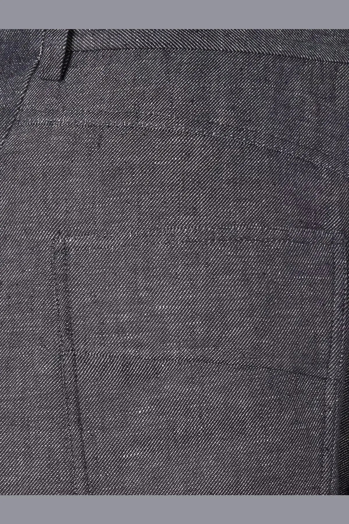 Fendi men’s dark gray denim jeans in cotton and silk with subtle textured weave and visible stitching