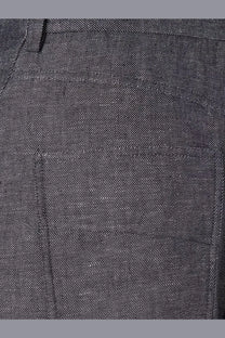 Fendi men’s dark gray denim jeans in cotton and silk with subtle textured weave and visible stitching
