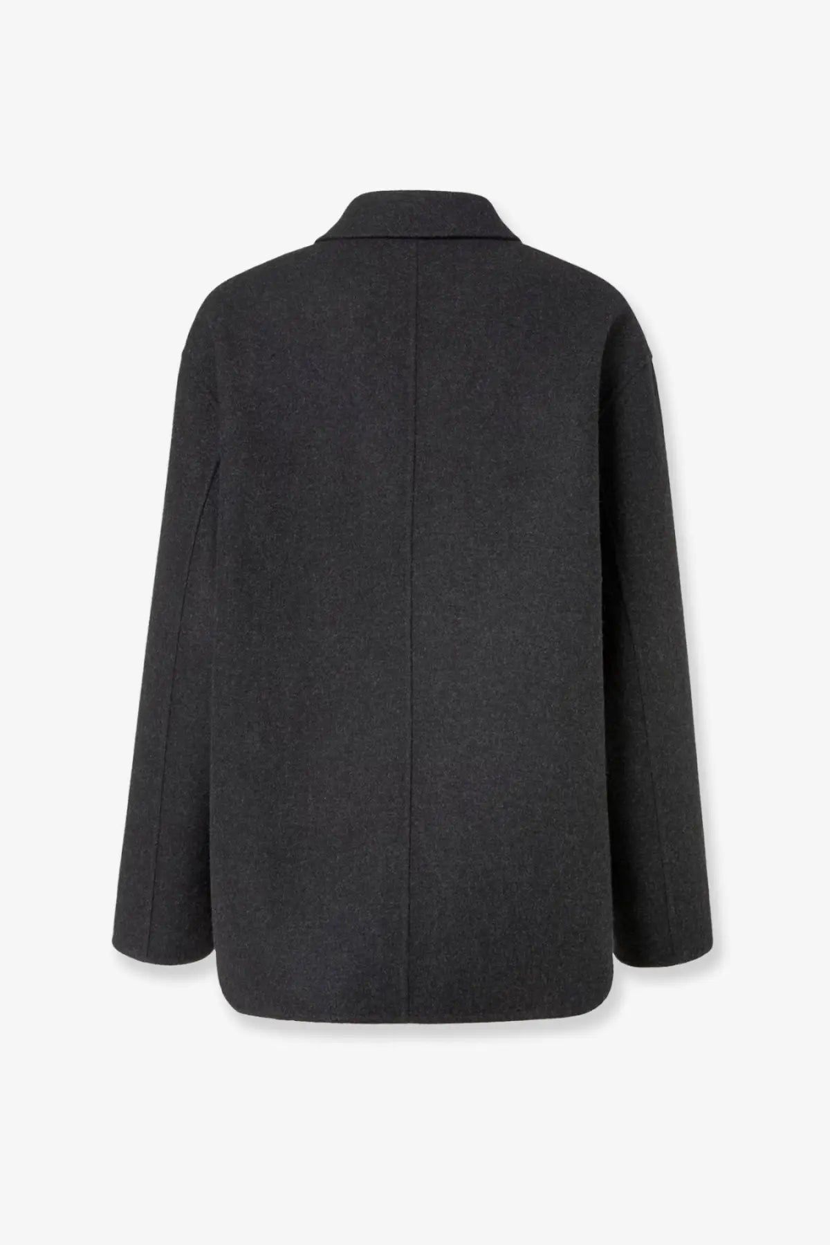 Black wool-blend blazer with structured collar and straight-cut sleeves in a fendi men’s double breasted wool felt peacoat grey style
