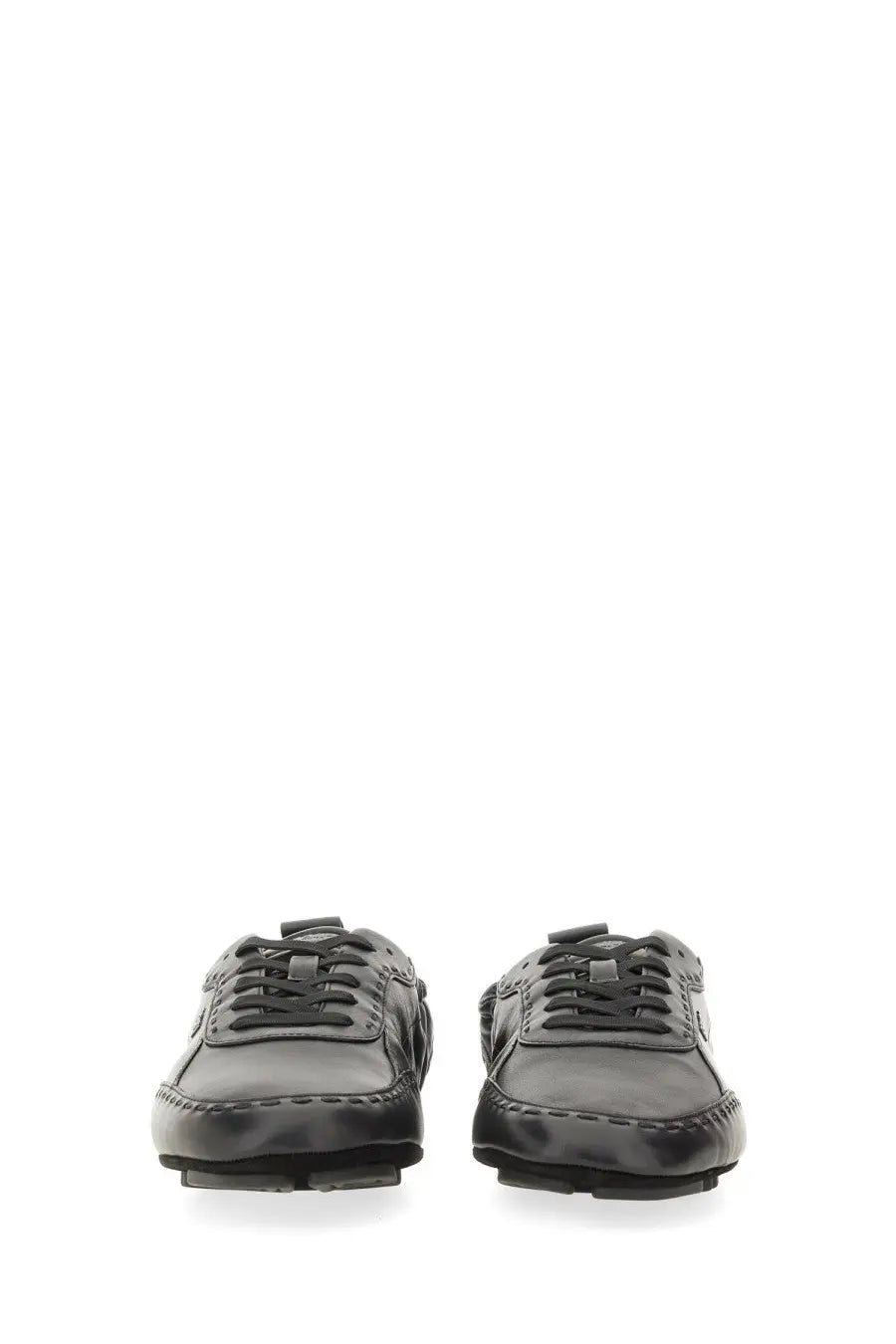 Black leather Fendi men’s sneaker with laces and stitched detailing in the Fendi Fit sneaker black design