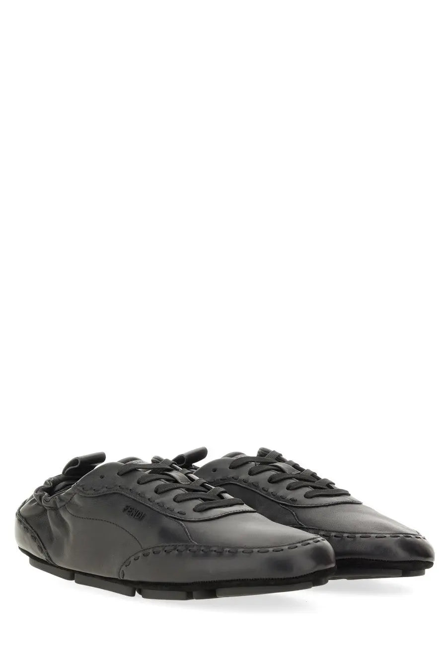 Black leather men’s fendi fit sneakers with sleek minimalist design and subtle stitching details