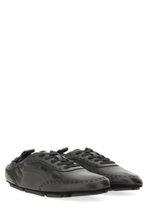 Black leather men’s fendi fit sneakers with sleek minimalist design and subtle stitching details