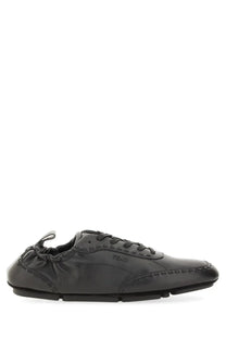Black Fendi men’s leather sneaker with stitched detailing and elasticized collar for comfortable fit