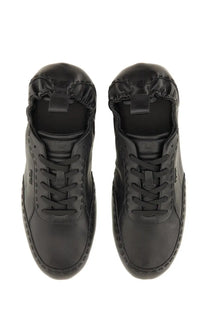 Fendi men’s fendi fit sneaker black with sleek leather upper elasticated collar and subtle stitching details