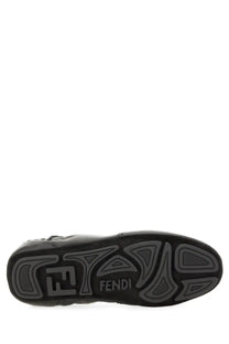 Black fendi men’s sneaker with textured rubber sole and embossed logo for stylish casual wear