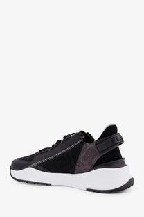 Black and gray suede fendi flow slip on sneakers with chunky white sole for men