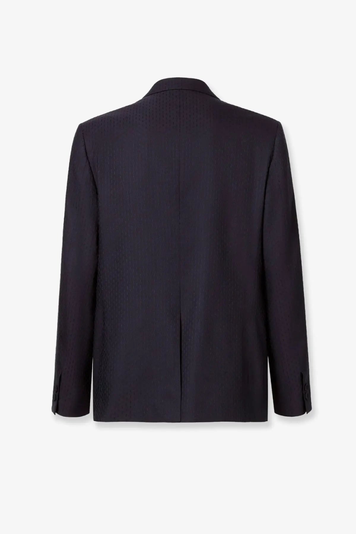 Fendi men’s formal black tailored blazer with subtle textured weave wool and cotton fabric and classic notched lapel