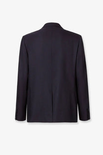 Fendi men’s formal black tailored blazer with subtle textured weave wool and cotton fabric and classic notched lapel