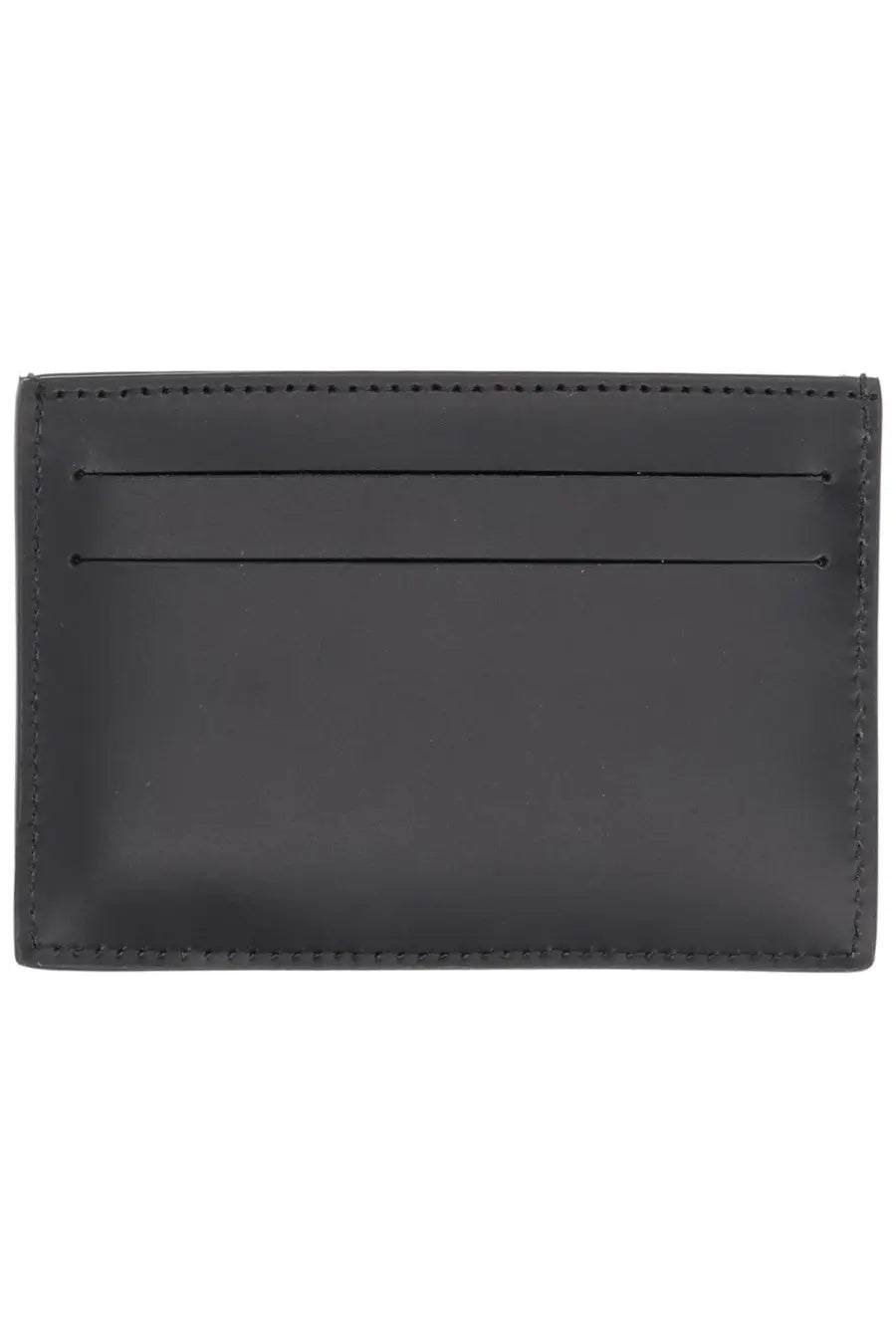 Fendi men’s black leather card holder with precise stitching and three horizontal card slots for organized storage