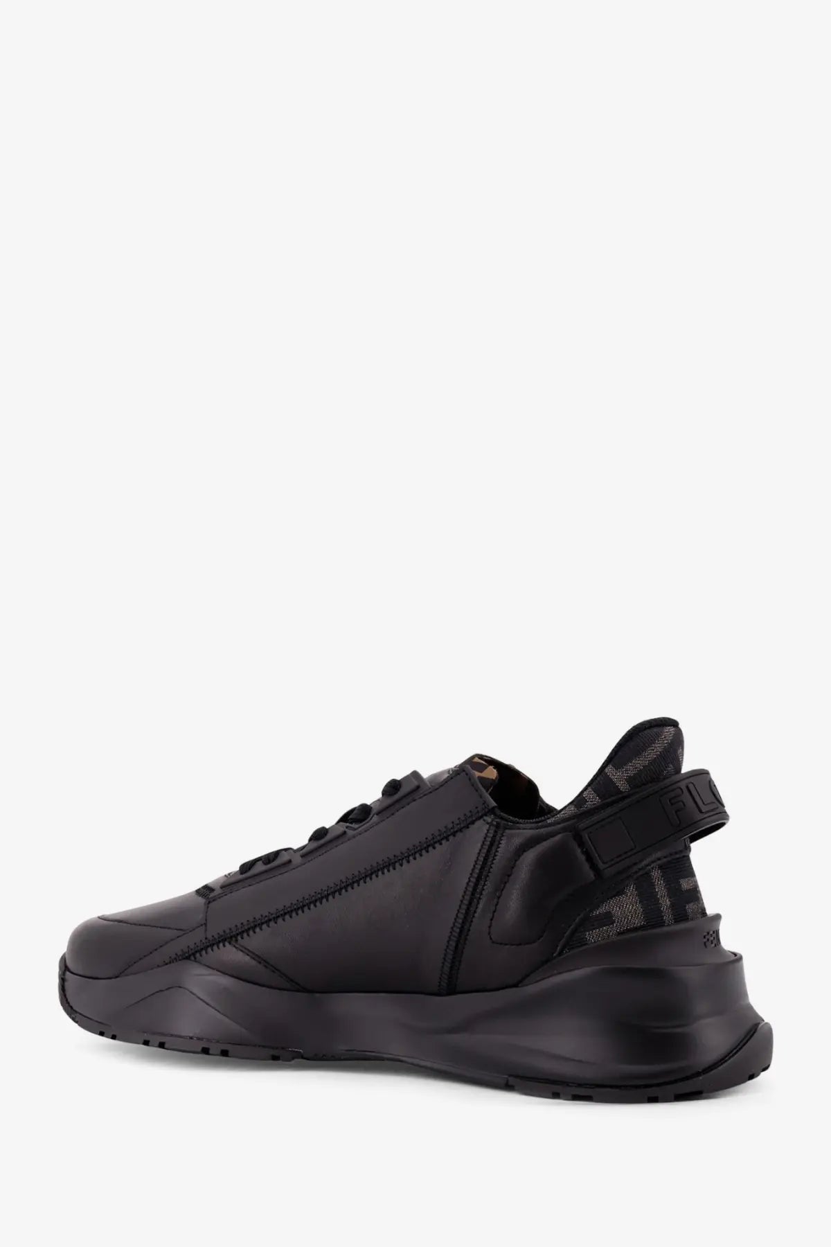 Fendi men’s leather flow sneakers black with sleek modern design featuring leather and mesh materials