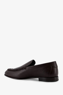 Fendi men’s brown leather loafer with stitched toe detail and low heel for stylish casual wear