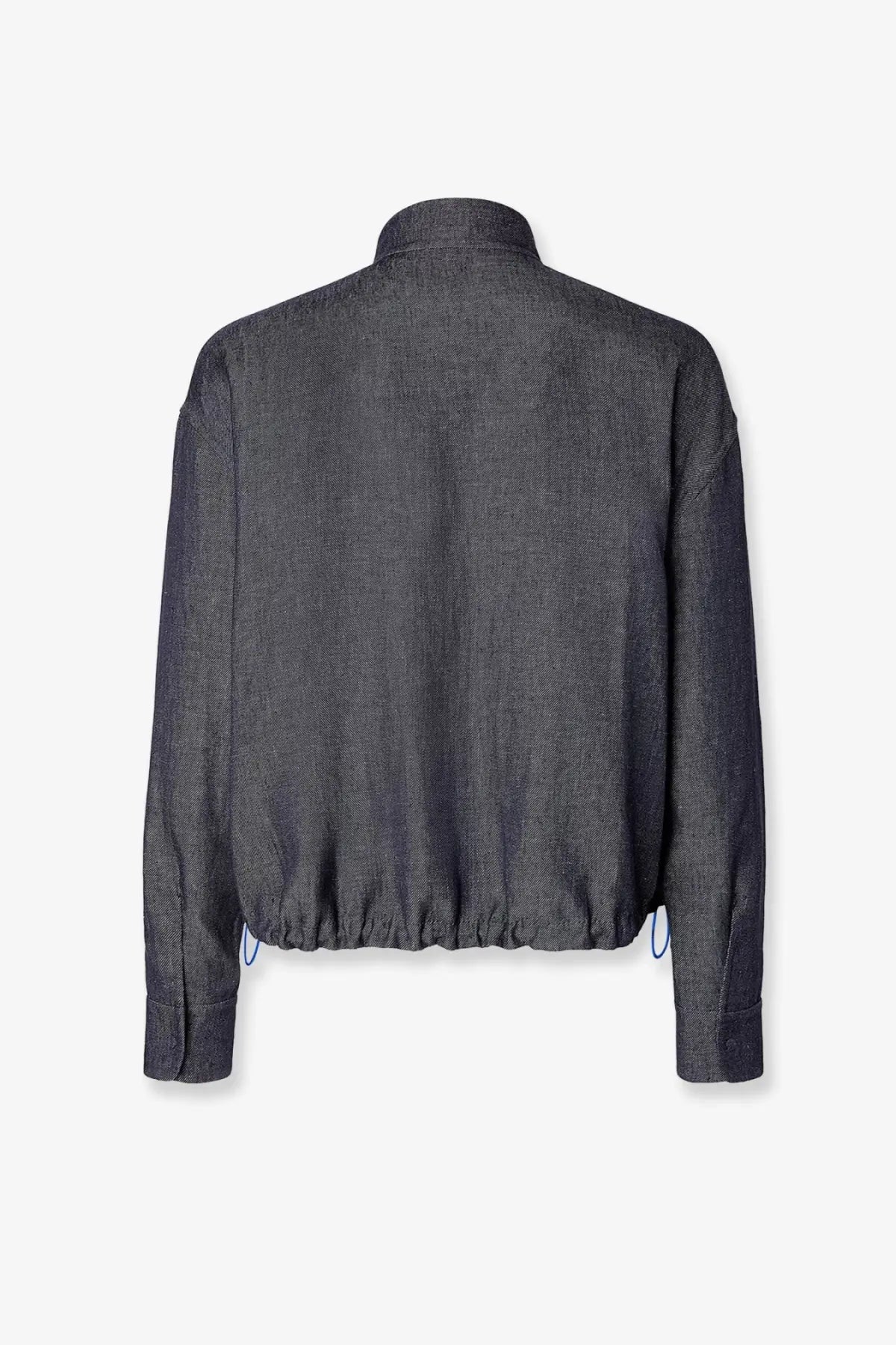Dark gray denim jacket with stand-up collar and elasticated hem from fendi men’s reversible denim jacket blue collection