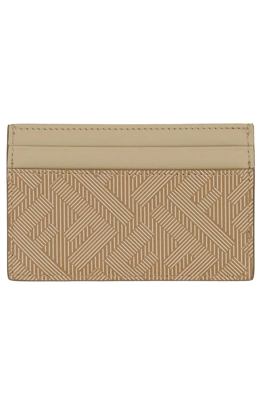 Fendi men’s shadow card holder beige leather with subtle geometric pattern and precise stitching