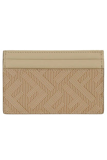 Fendi men’s shadow card holder beige leather with subtle geometric pattern and precise stitching