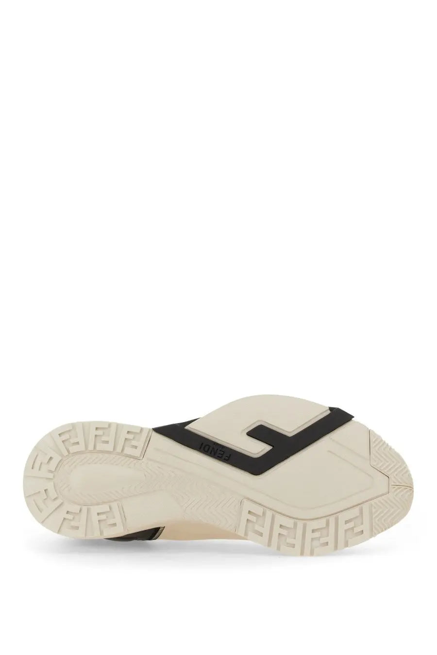 Fendi men’s sneaker flow cream-colored with black logo accents and textured sole for stylish casual wear