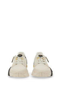 Fendi men’s sneaker flow multicolor cream leather with black and gold accents and chunky sole design