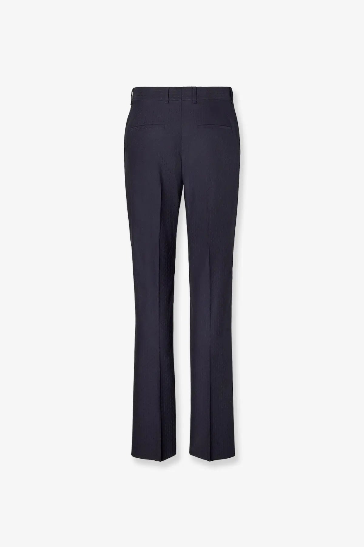 Fendi men’s dark navy wool trousers with tailored fit tonal stitching and subtle creases