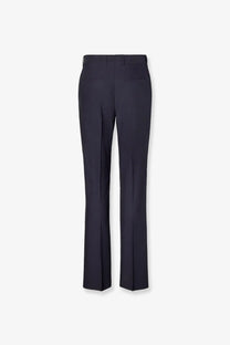 Fendi men’s dark navy wool trousers with tailored fit tonal stitching and subtle creases