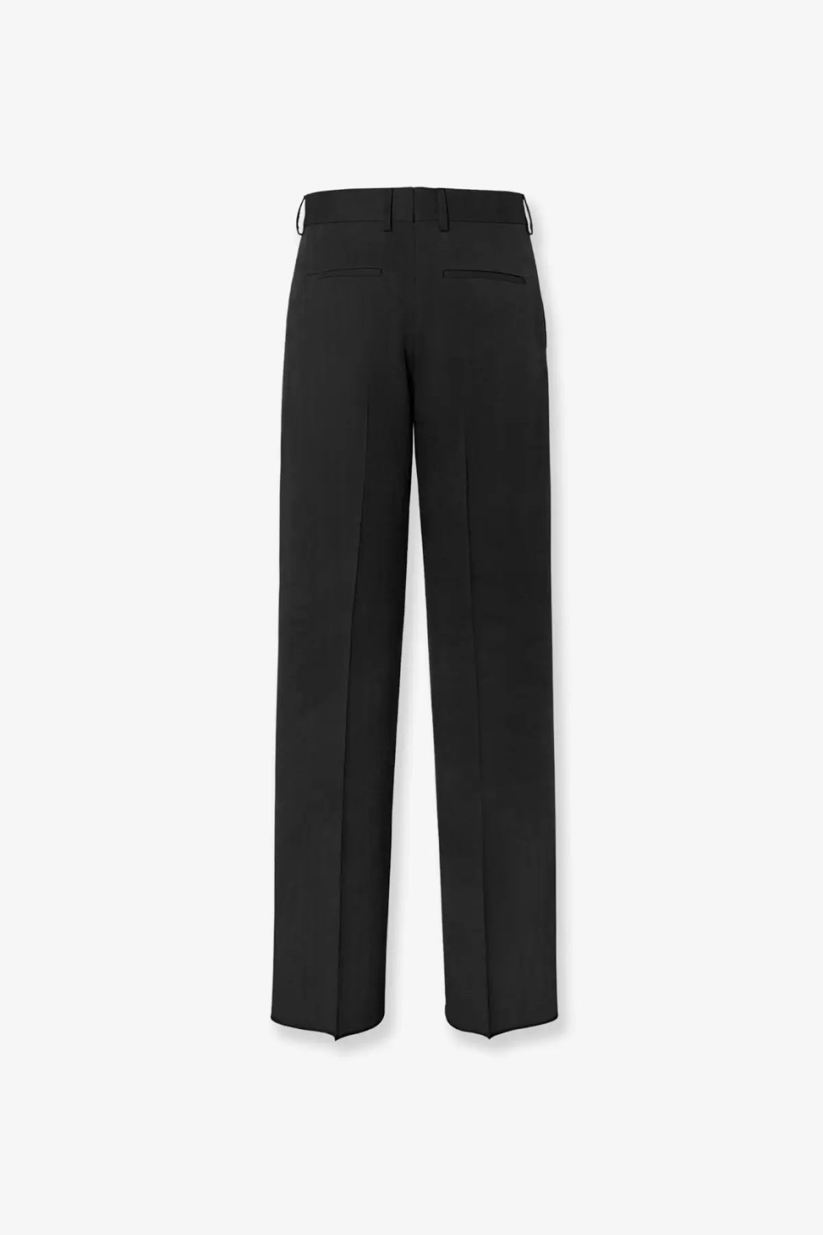 Fendi men’s black virgin wool tailored trousers with straight-leg cut and subtle pleats at the back side