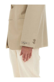 Fendi men’s beige wool blazer with matching buttons and made in fendi label on the cuff