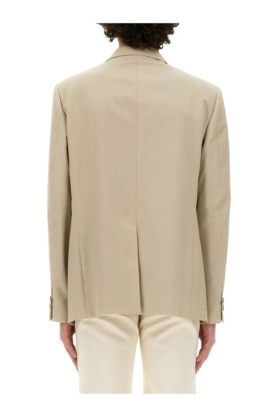 Fendi men’s wool jacket beige tailored blazer with clean structured silhouette and subtle seam detailing