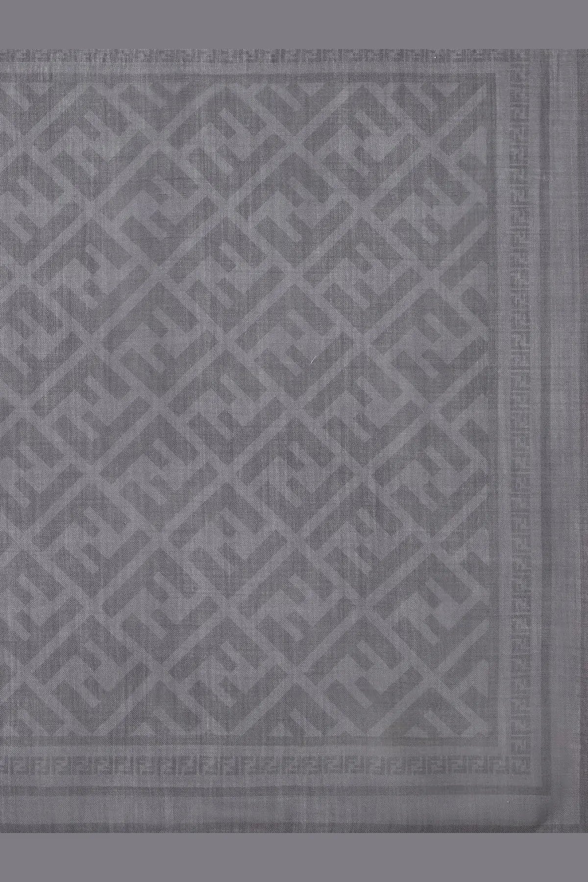Fendi men’s gray wool and silk scarf with repeating ff logo pattern and soft textured fabric