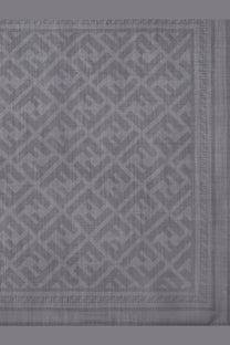 Fendi men’s gray wool and silk scarf with repeating ff logo pattern and soft textured fabric