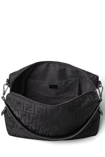 Fendi unisex bag HE large black with subtle tonal ff logo pattern in a repeating print on durable fabric