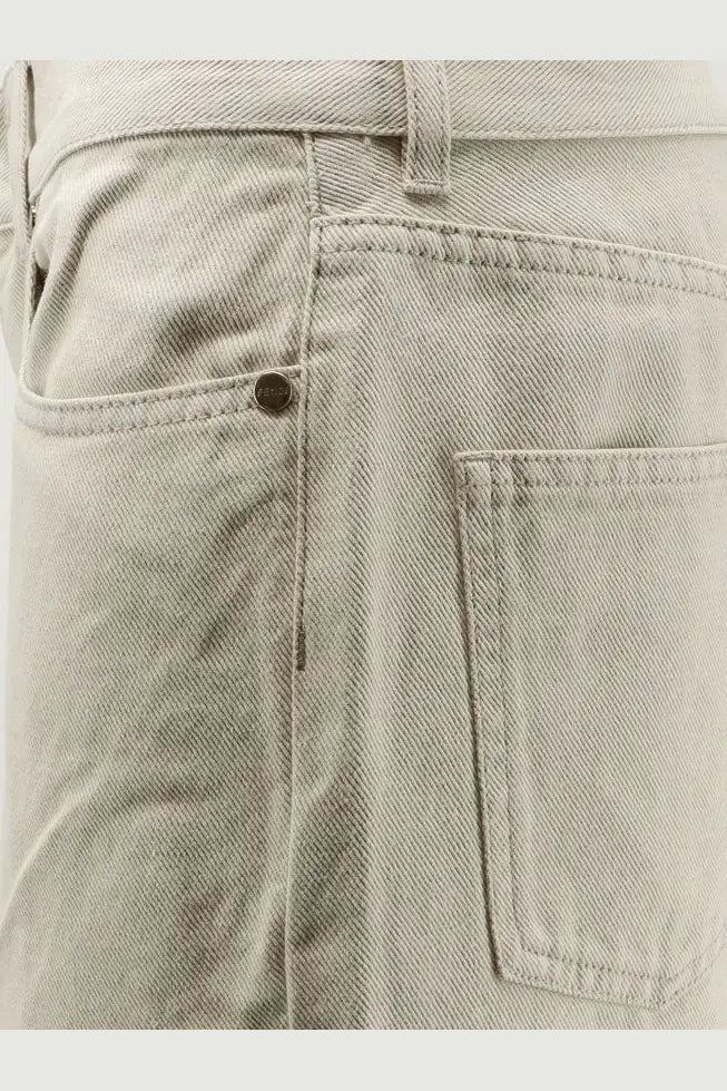 Fendi women’s beige denim trousers gineastra 26 featuring classic five-pocket design and subtle stitching detailing