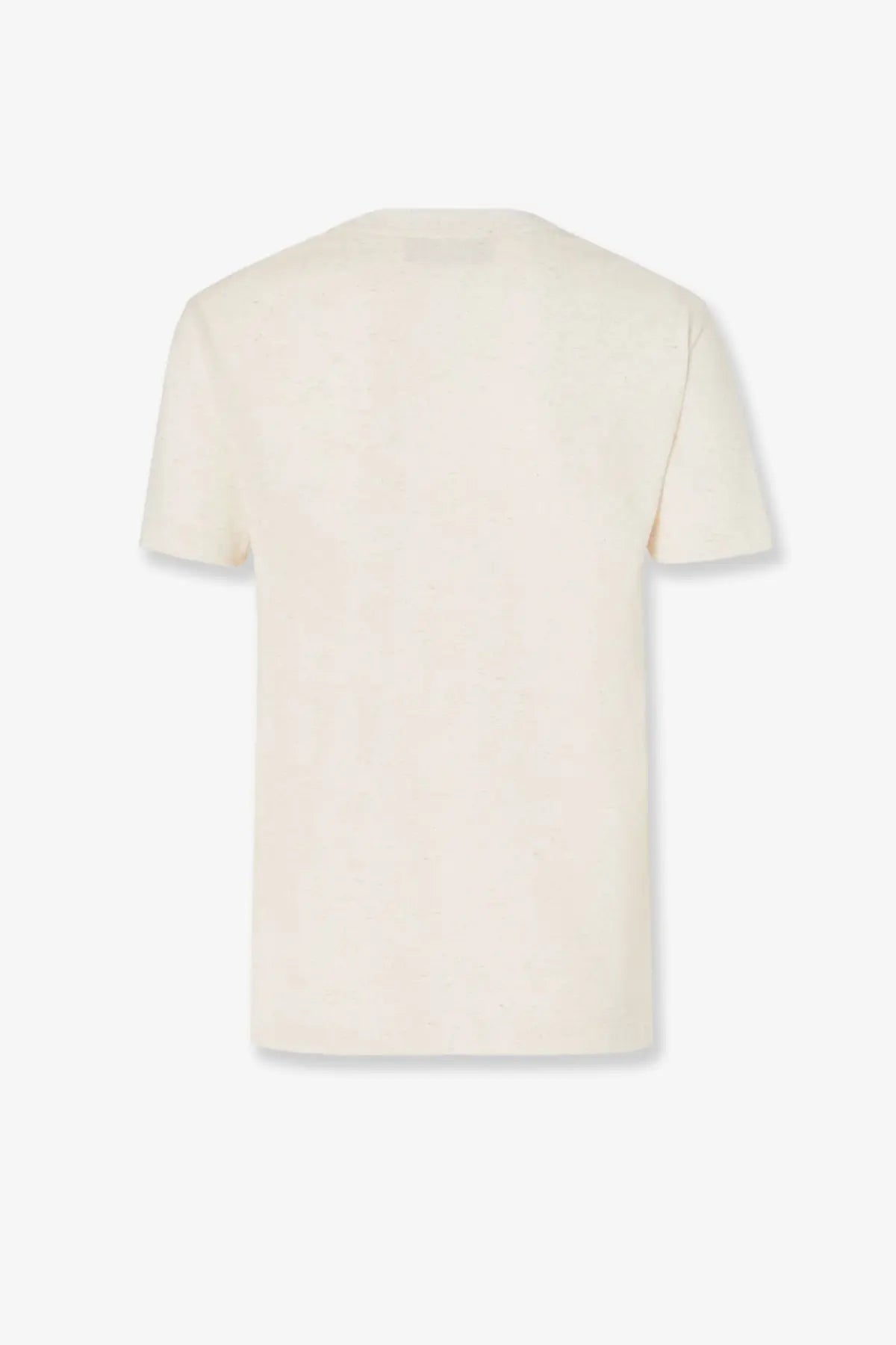 Fendi women’s beige cotton blend t-shirt with cream-colored fabric crew neck and short sleeves