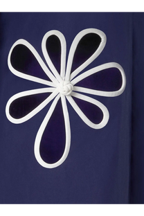 Fendi women’s deep blue cotton popelin shirt with a white embroidered flower appliqué and knotted center detail