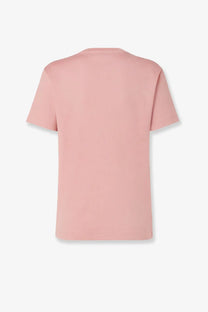 Fendi women’s soft pink cotton short-sleeved t-shirt with crew neck and clean stitching