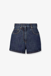 Fendi women’s dark blue denim shorts with high waist and classic five-pocket design