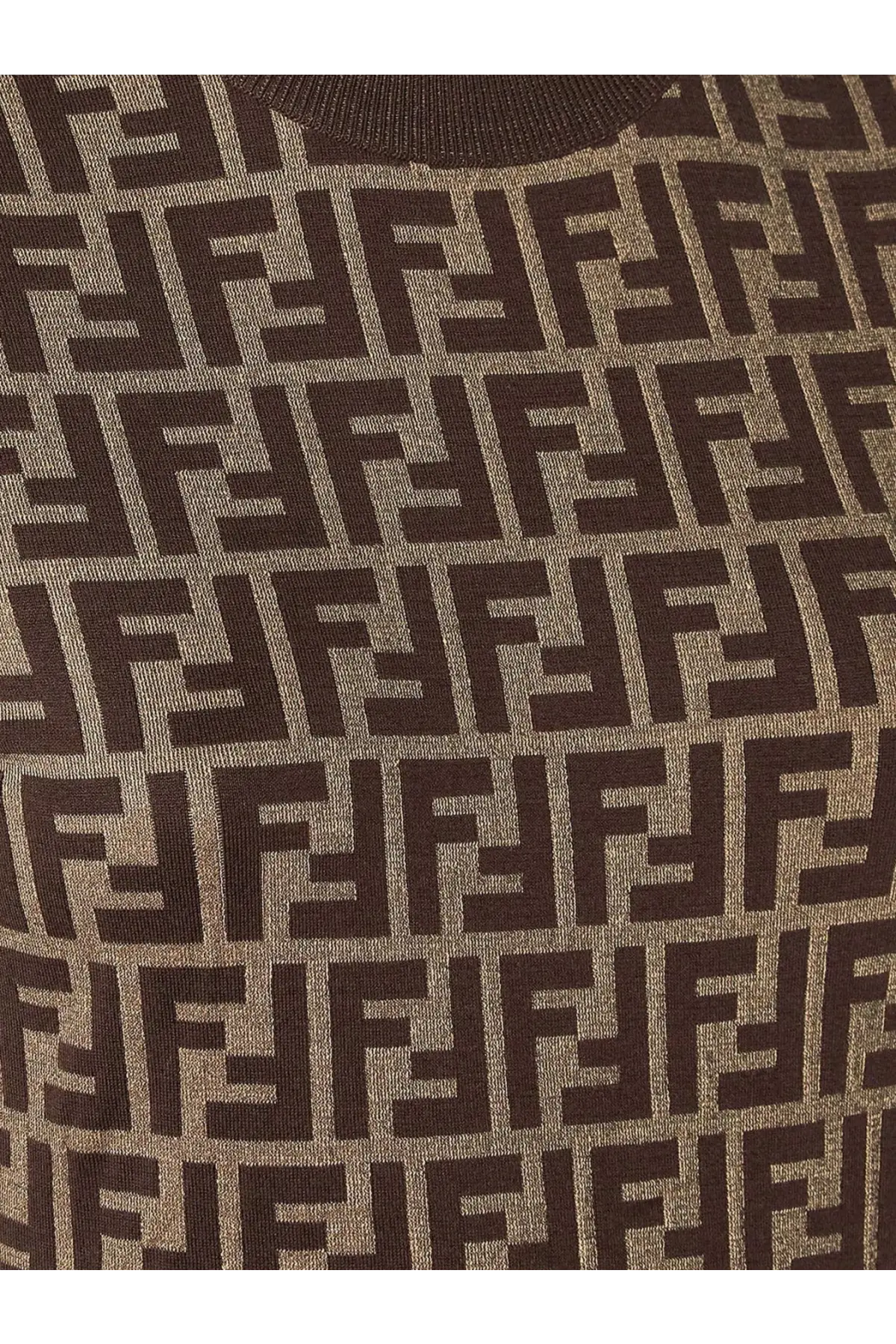 Brown and beige Fendi knit sweater with FF logo in cotton blend perfect for stylish women