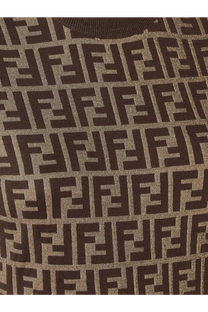 Brown and beige Fendi knit sweater with FF logo in cotton blend perfect for stylish women