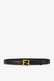Fendi women’s black leather belt with gold-tone ff logo buckle showcasing luxurious style and craftsmanship