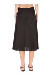 Fendi women’s brown ff silk midi skirt with subtle repeating pattern and high waistband