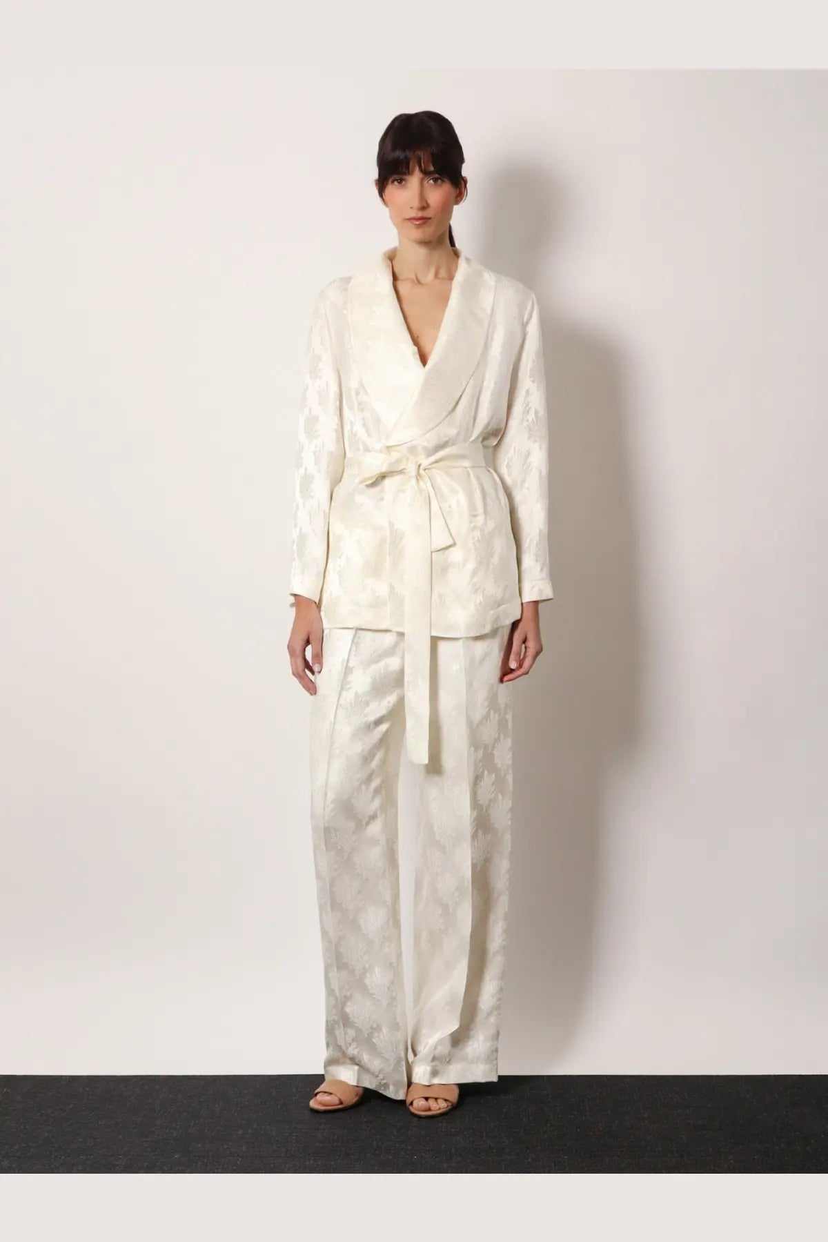 Fendi Women's Jacquard Silk Trousers White