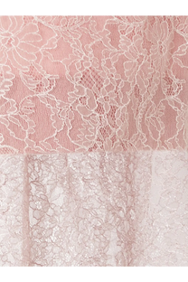 Fendi women’s blue cashmere and silk polo shirt featuring delicate pink lace floral overlay on sheer white base