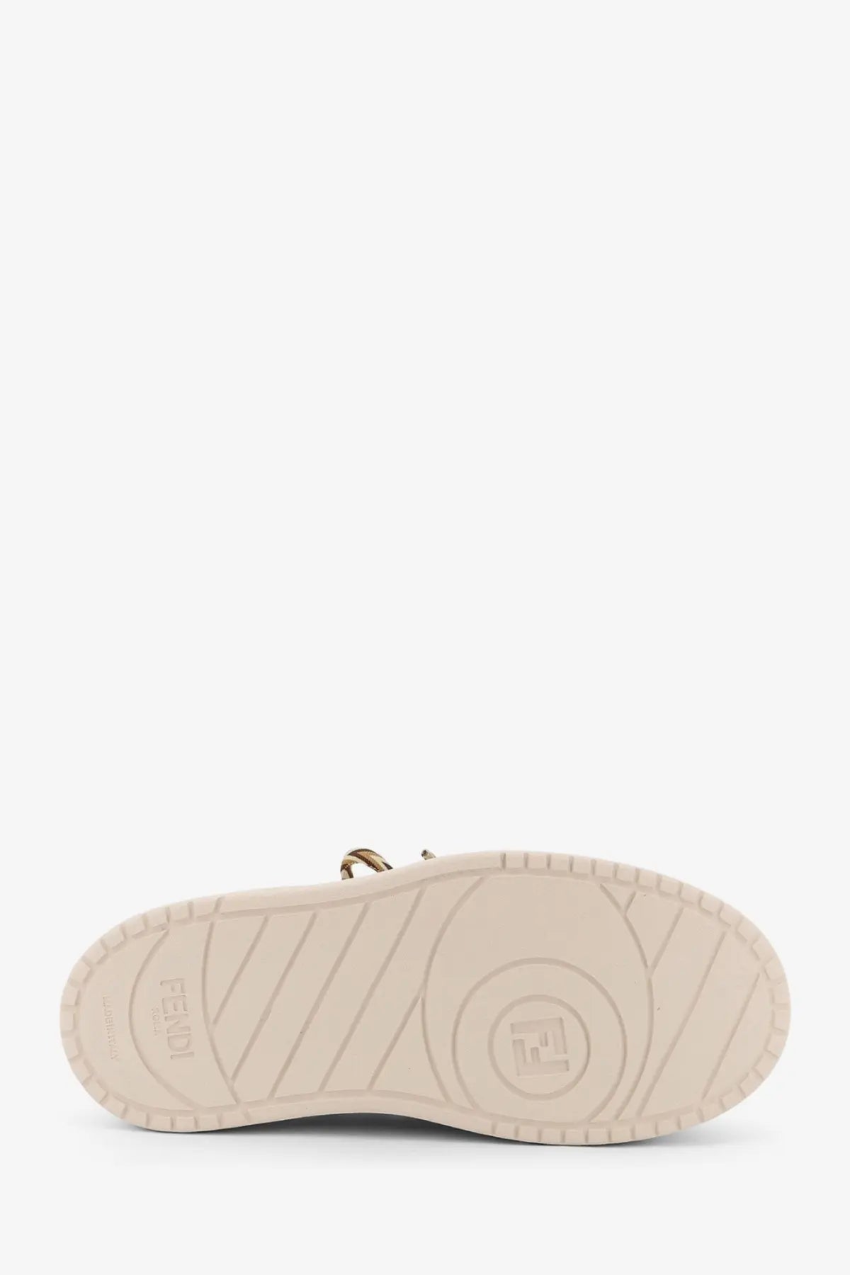 Beige fendi women’s match leather platform sneakers with textured rubber sole and gold-tone logo detailing