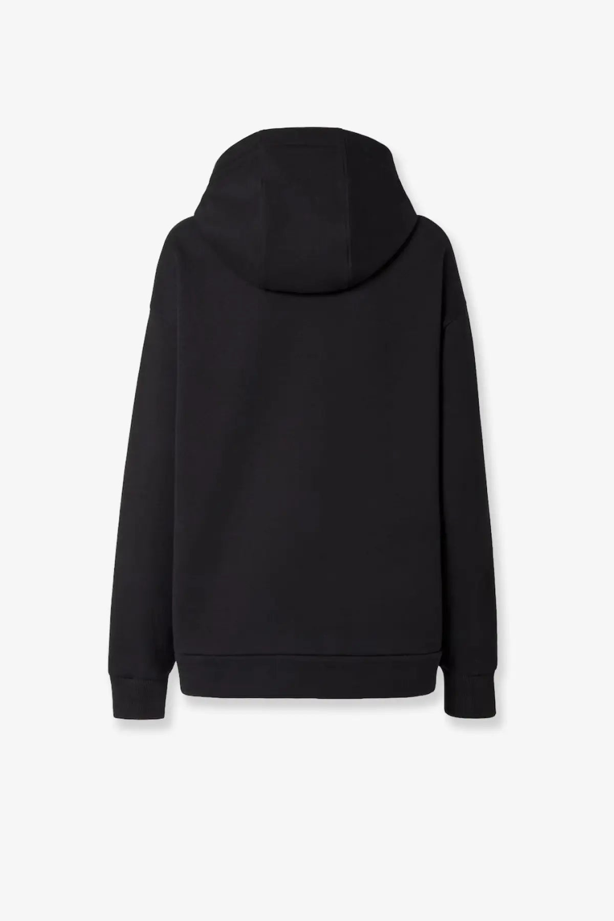 Fendi women’s oversize cotton sweatshirt black with a relaxed fit and ribbed cuffs in a hooded design