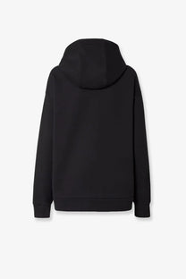 Fendi women’s oversize cotton sweatshirt black with a relaxed fit and ribbed cuffs in a hooded design