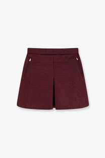 Burgundy Fendi shorts with textured geometric pattern and side zippers from Fendi women’s quilted nylon mini skirt purple collection