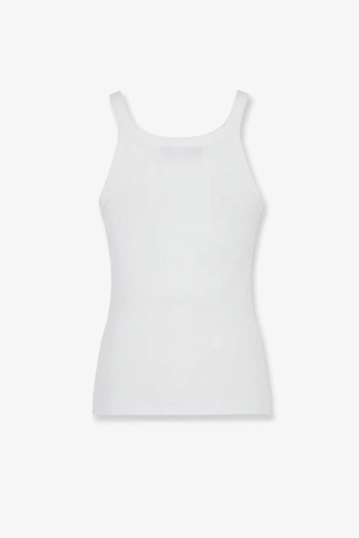 Fendi women’s white ribbed cotton tank top with a sleeveless fitted design perfect for casual wear