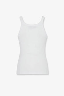 Fendi women’s white ribbed cotton tank top with a sleeveless fitted design perfect for casual wear