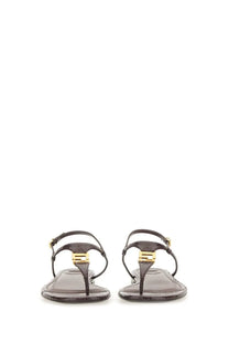 Dark gray snakeskin-patterned thong sandals with gold-tone rectangular buckles by fendi womens sandal ffold brown