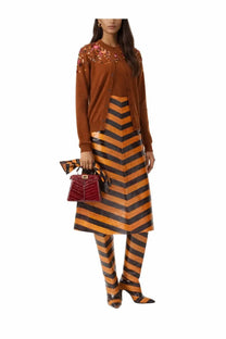 A burgundy crocodile-textured fendi mini handbag with structured geometric design and gold-tone hardware