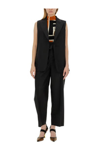 Fendi women’s tailored vest black sleeveless blazer with notched lapels and structured fit in premium fabric