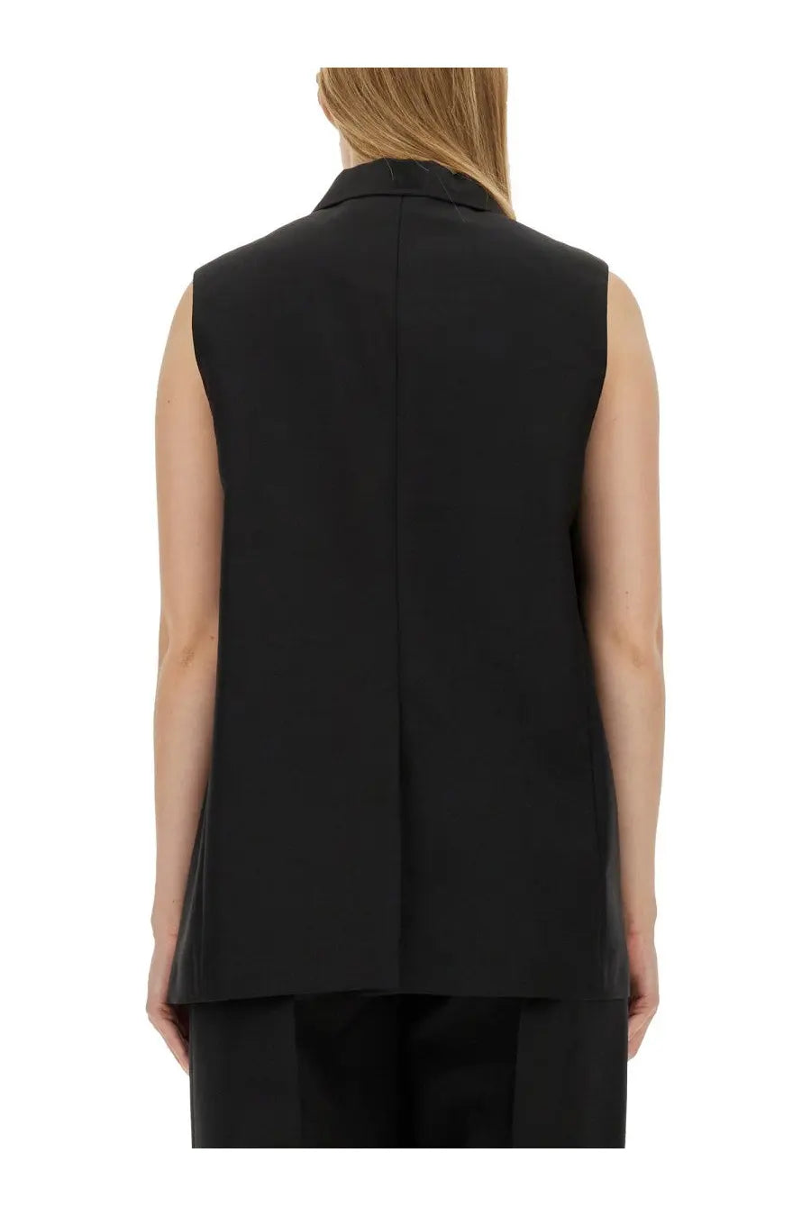 Fendi women’s tailored vest black sleeveless blazer with structured collar and clean tailored lines